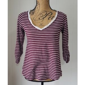 Anthropologie Meadow Rue Striped Lace Cassia Top